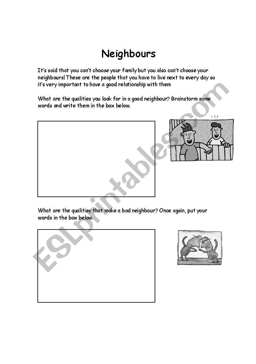 Neighbours worksheet