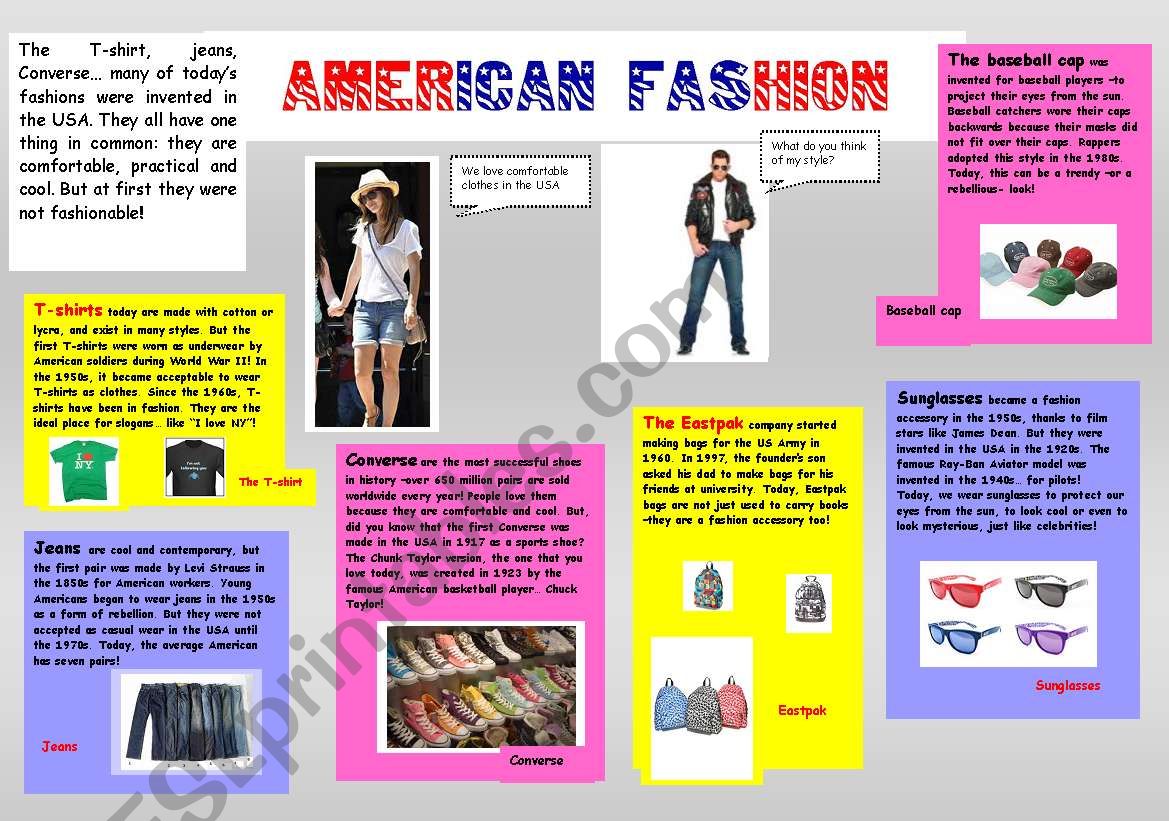 American Fashion worksheet