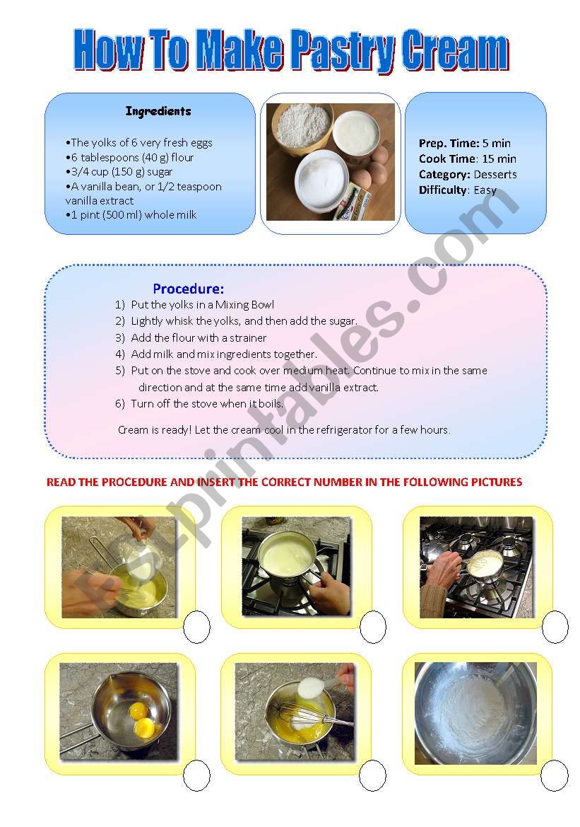 illustrated  recipe  worksheet