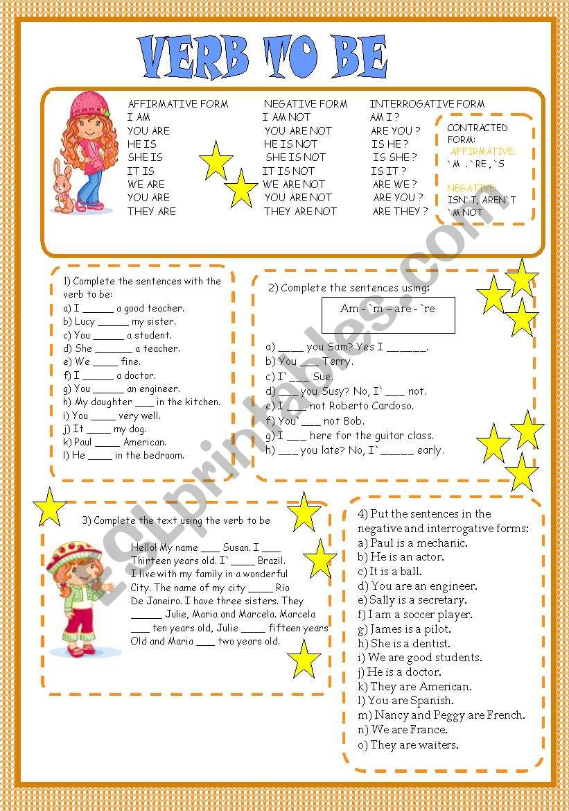 VERB TO BE worksheet