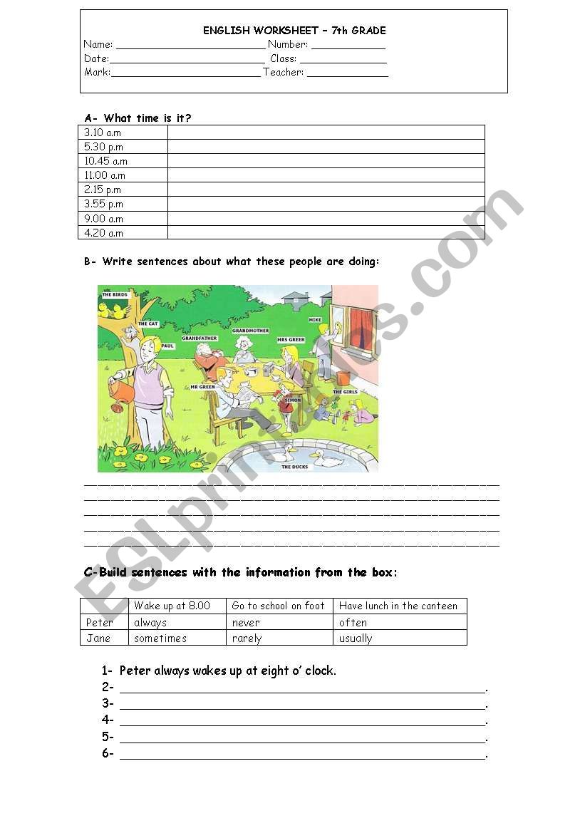 Daily Routine worksheet