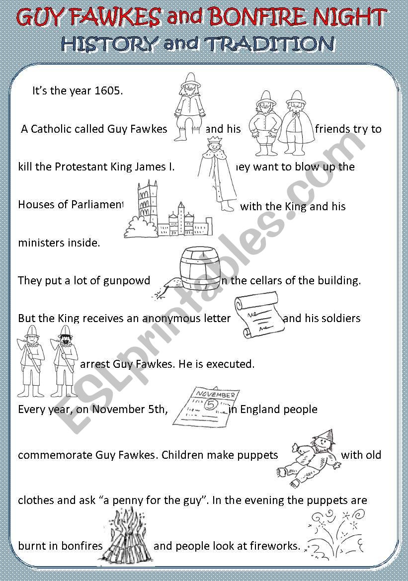 Guy Fawkes and Bonfire Night worksheet