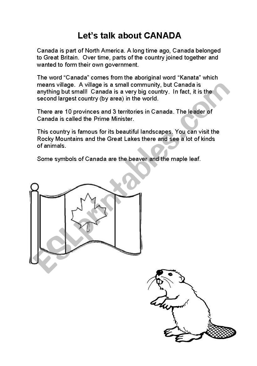 Groundhod Day in Canada worksheet
