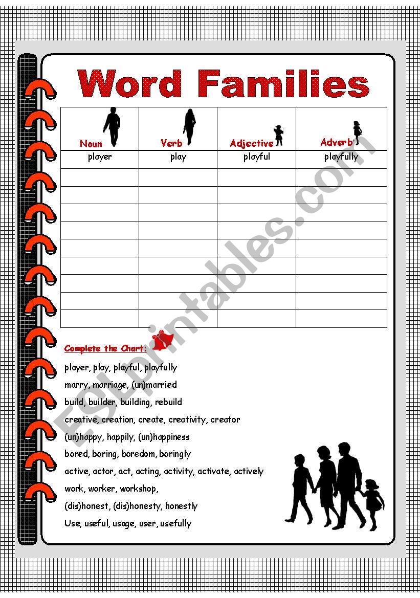 word families worksheet