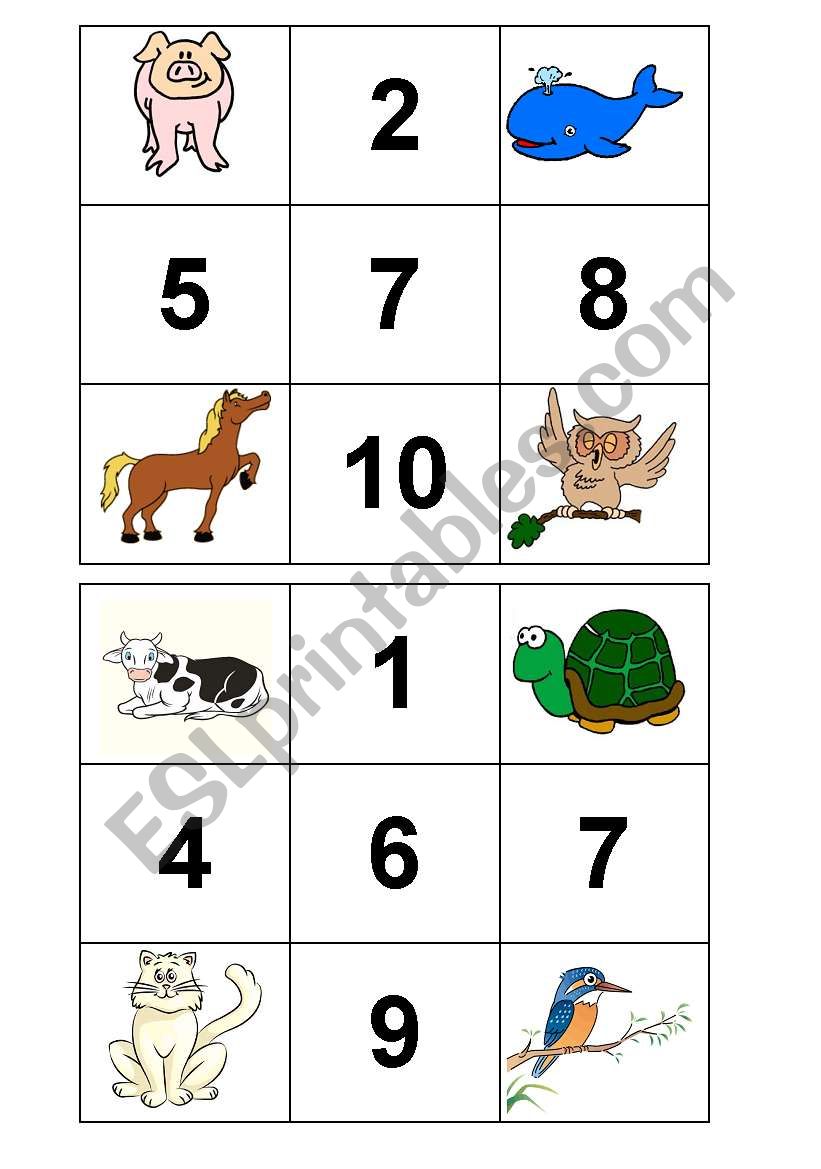 BINGO - Animals and Numbers (PART 1)