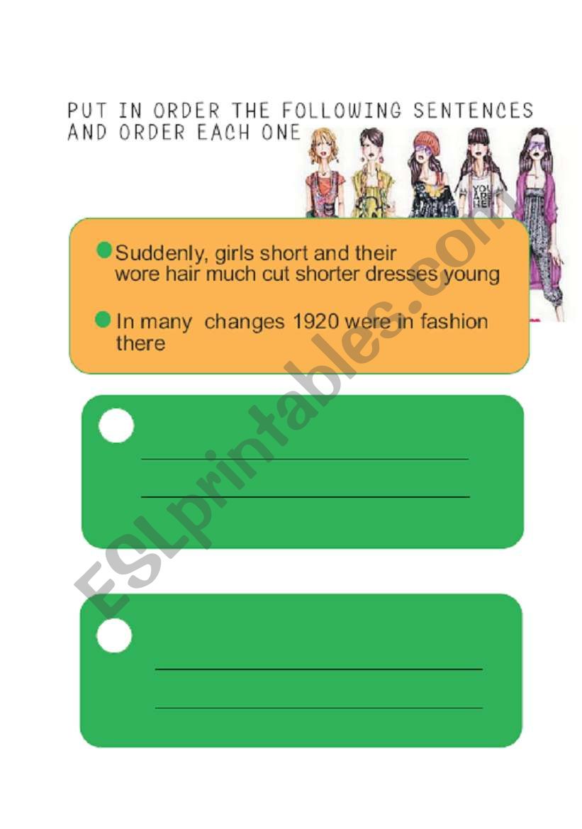 Jigsaw fashion sentenses worksheet