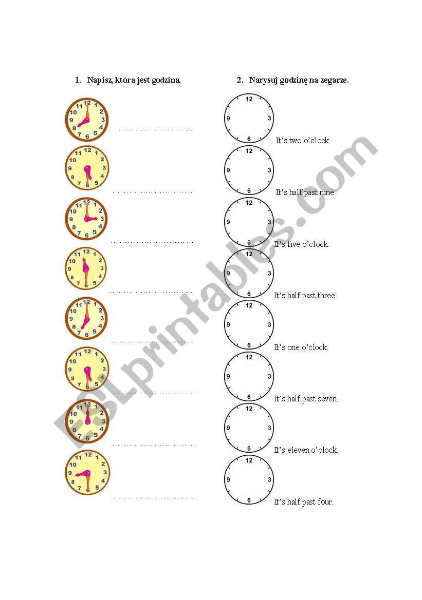 telling the time worksheet