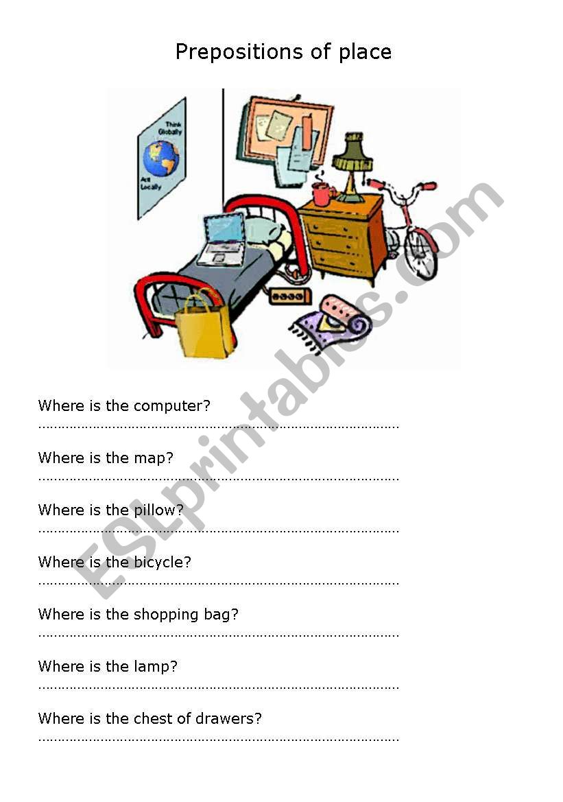 Prepositions of place worksheet