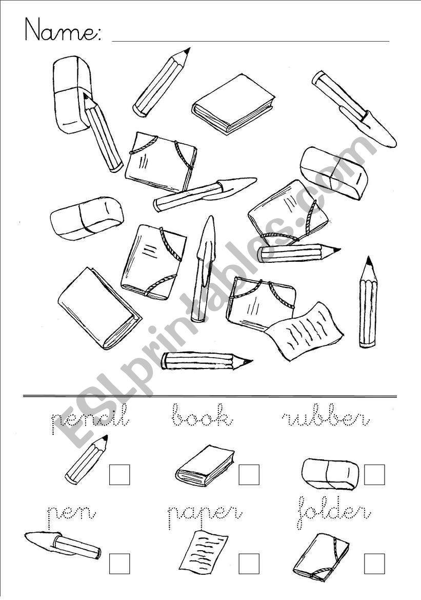 School Object Words worksheet