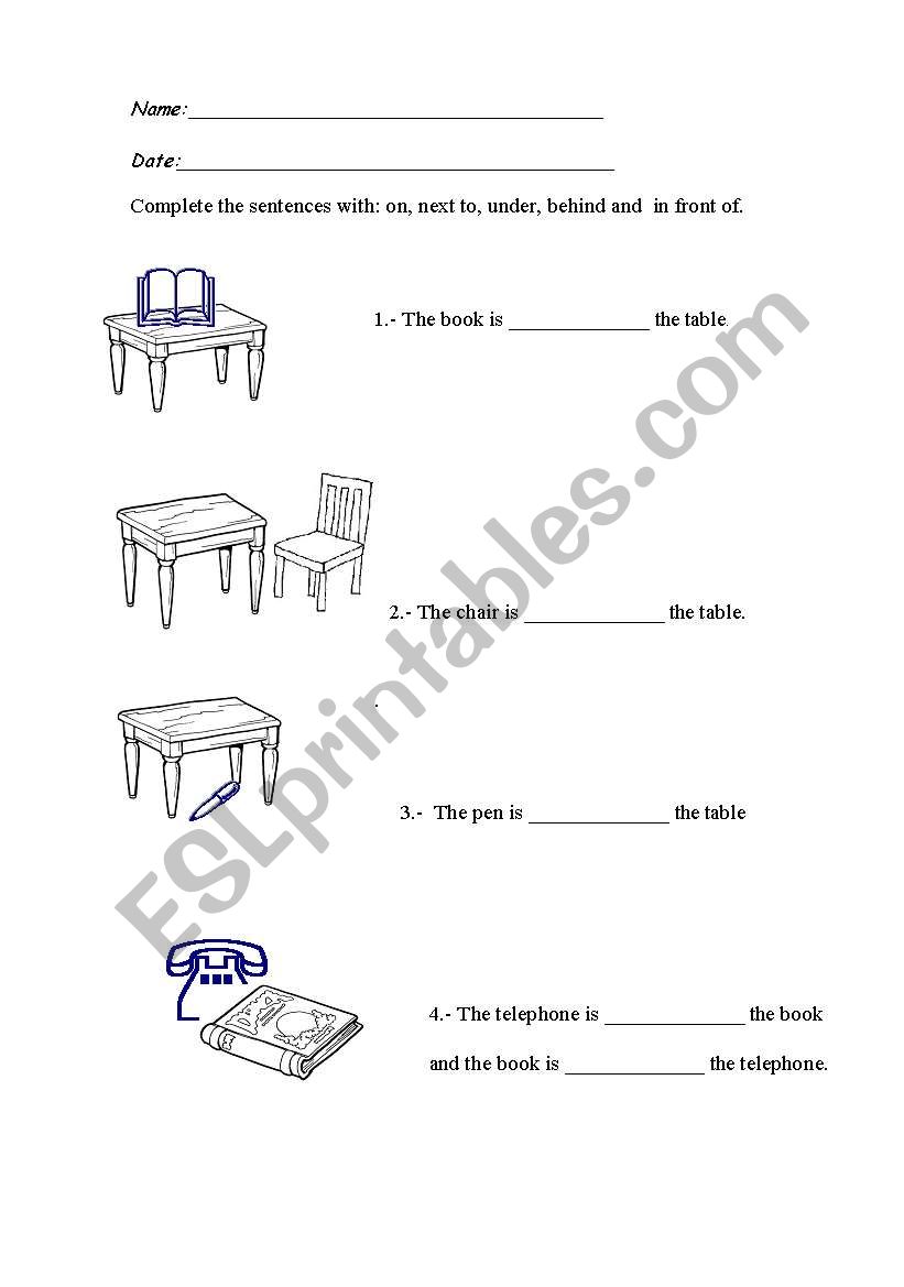 On Next To Under Behind And In Front Of ESL Worksheet By Anawellwell