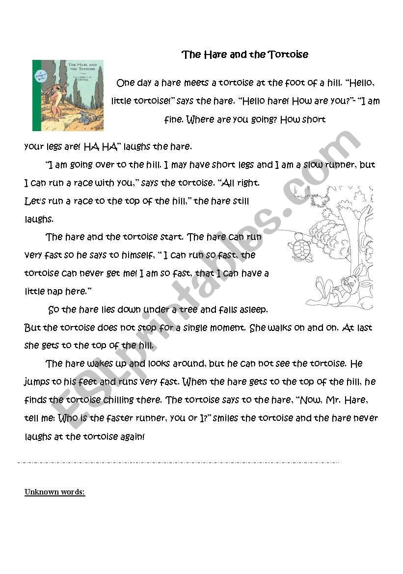 The hare and the tortoise - adapted story plus activities