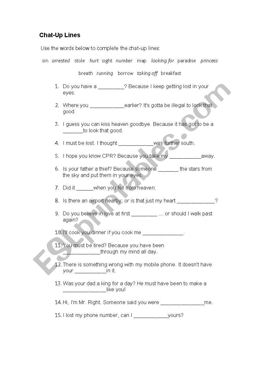 Chat-up Lines worksheet