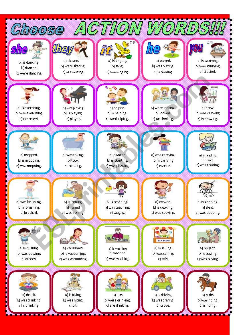 Action Words!!! worksheet