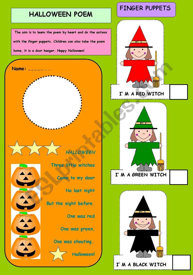 HALLOWEEN POEM  worksheet