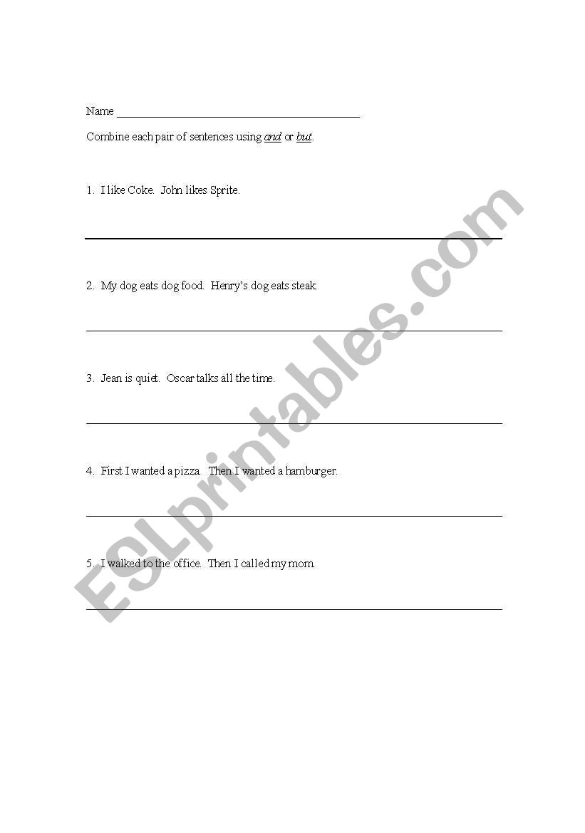 compound sentences worksheet