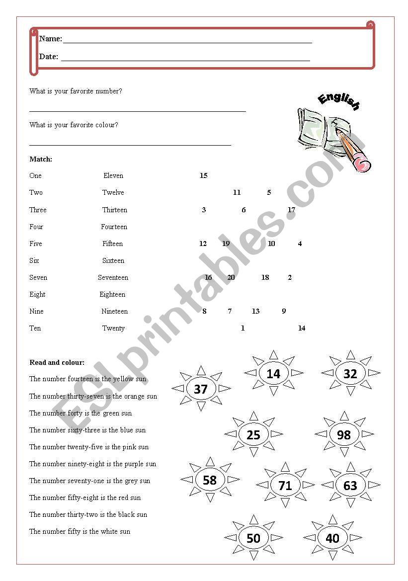 Numbers worksheet