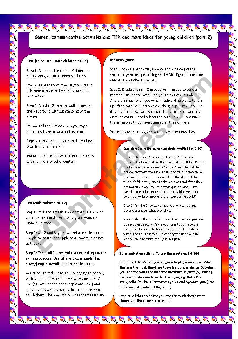 Game, TPR and communicative activities for young children part 2