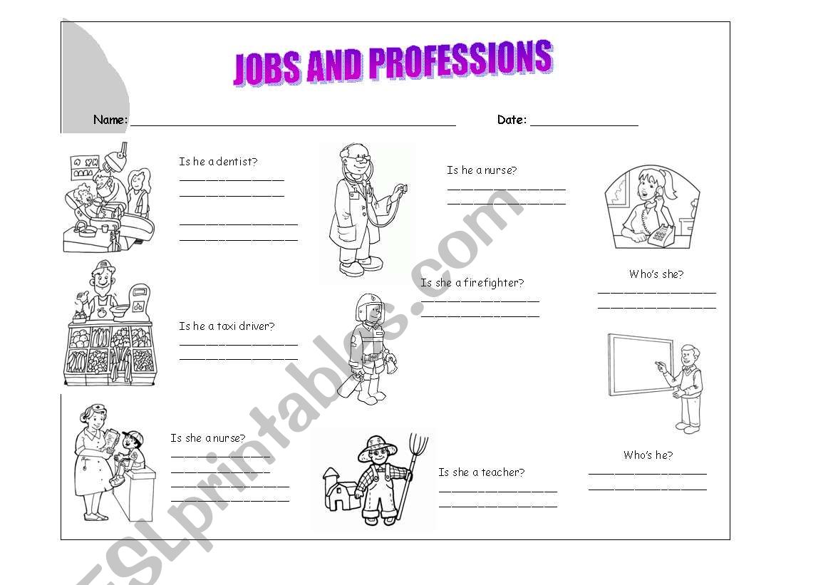 Jobs  worksheet