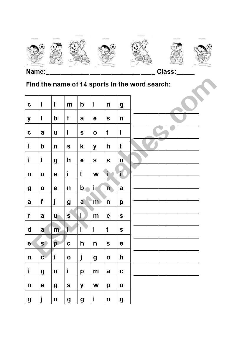 Sports worksheet