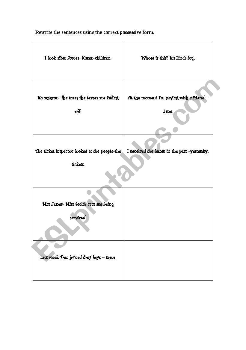 Possessive Case worksheet