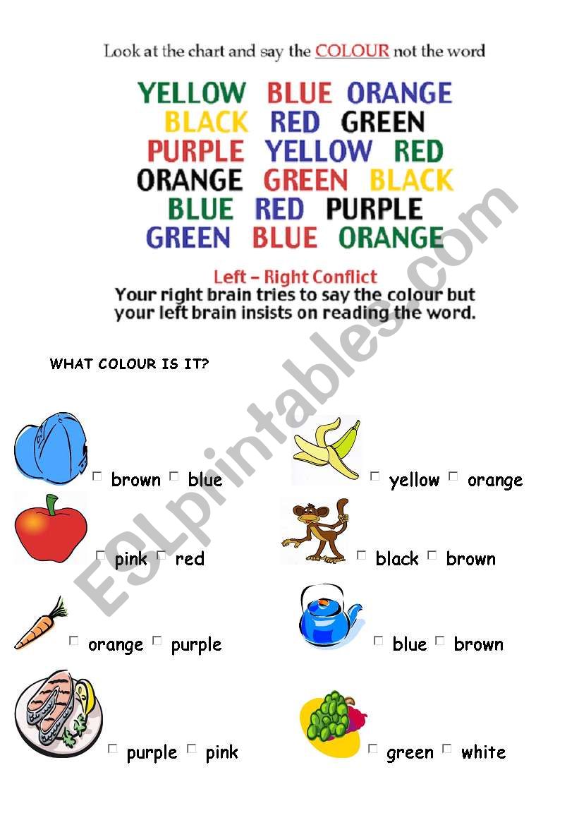 Colours worksheet practice worksheet