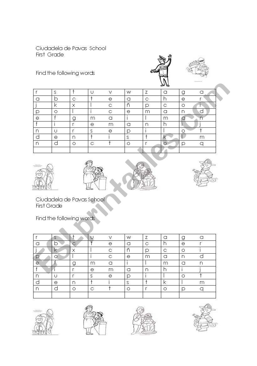 croossword- occupations worksheet