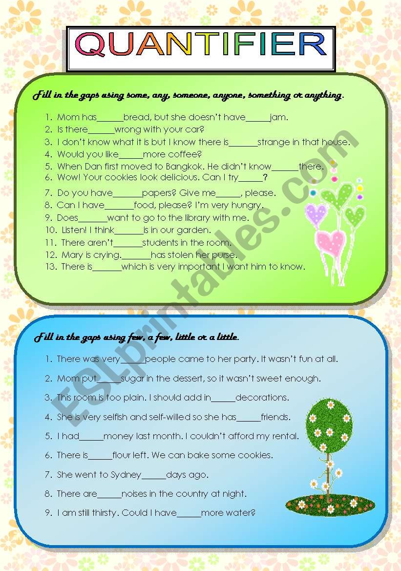Quentifier worksheet worksheet