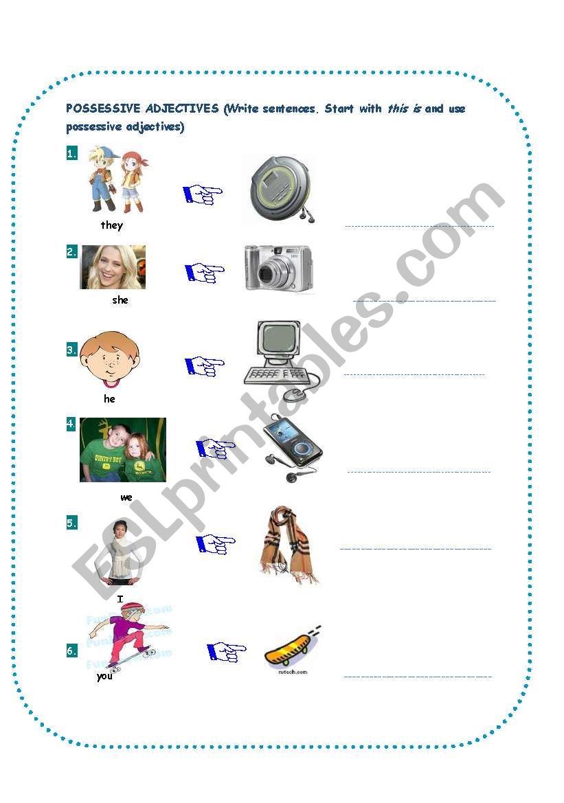 possessive adjectives worksheet