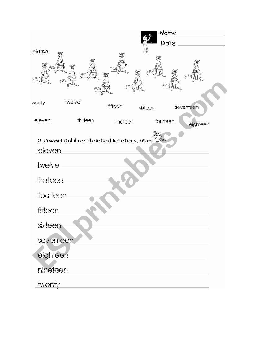 numbers worksheet