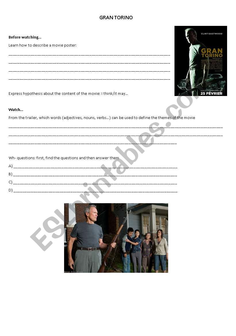 Gran Torino Movie Study worksheet