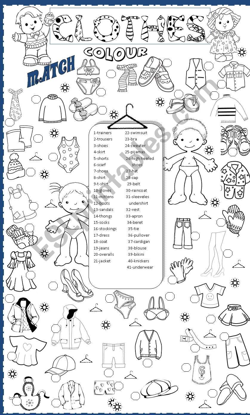 clothes worksheet