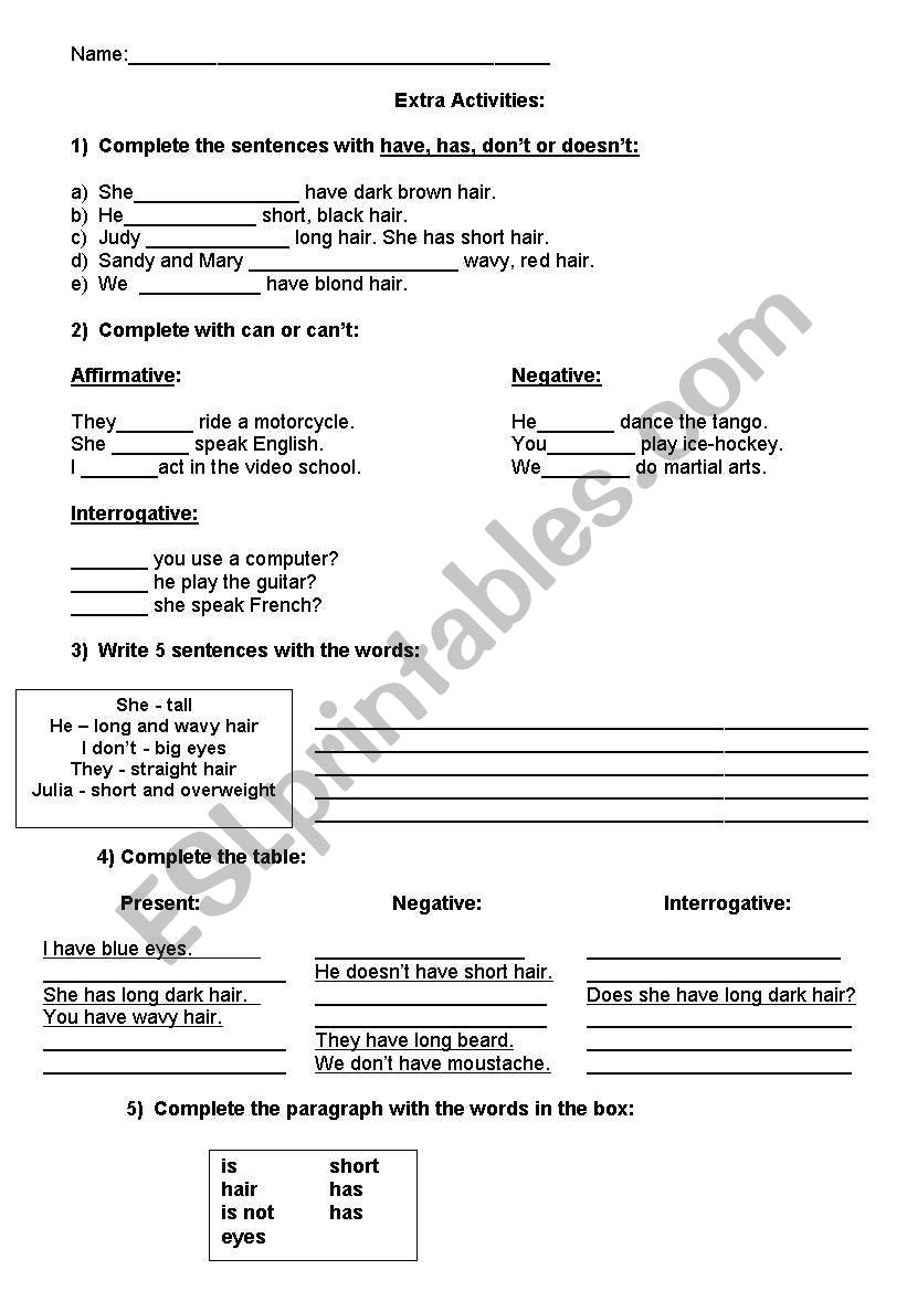 grammar exercises worksheet