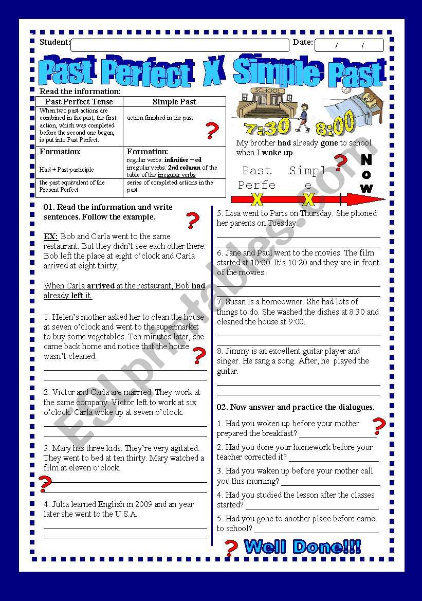 Past Perfect VS Simple Past worksheet