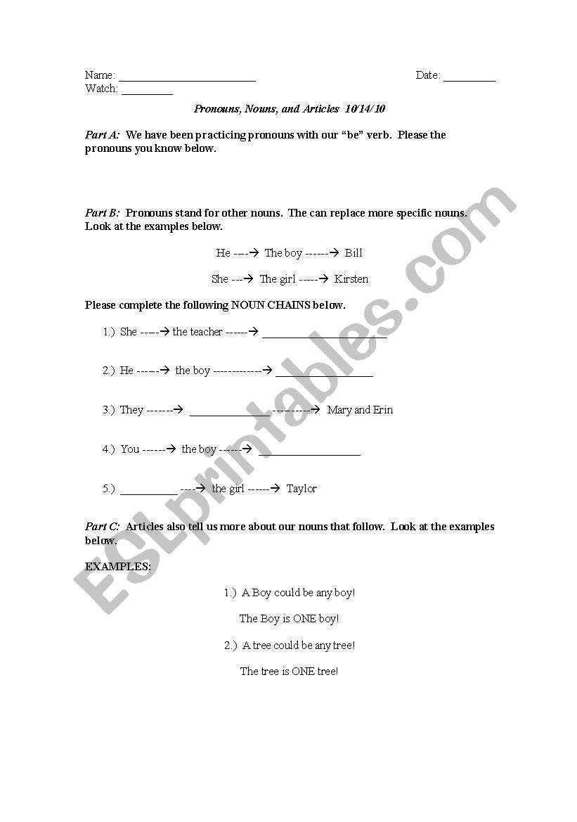 Showing the connection between pronouns, common nouns, and proper nouns