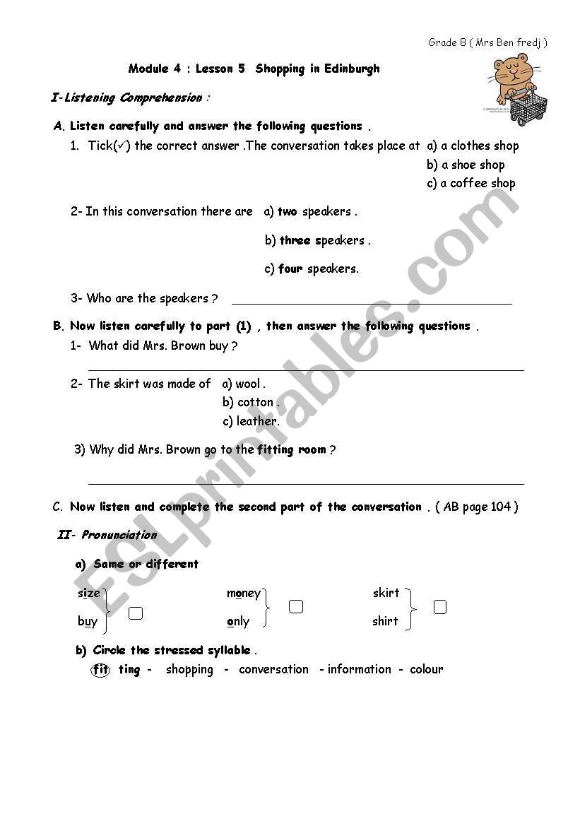 Module 4 Lesson five  worksheet