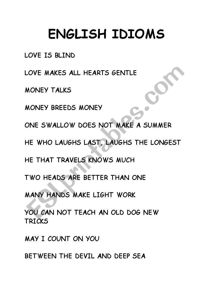 IDIOMS  worksheet