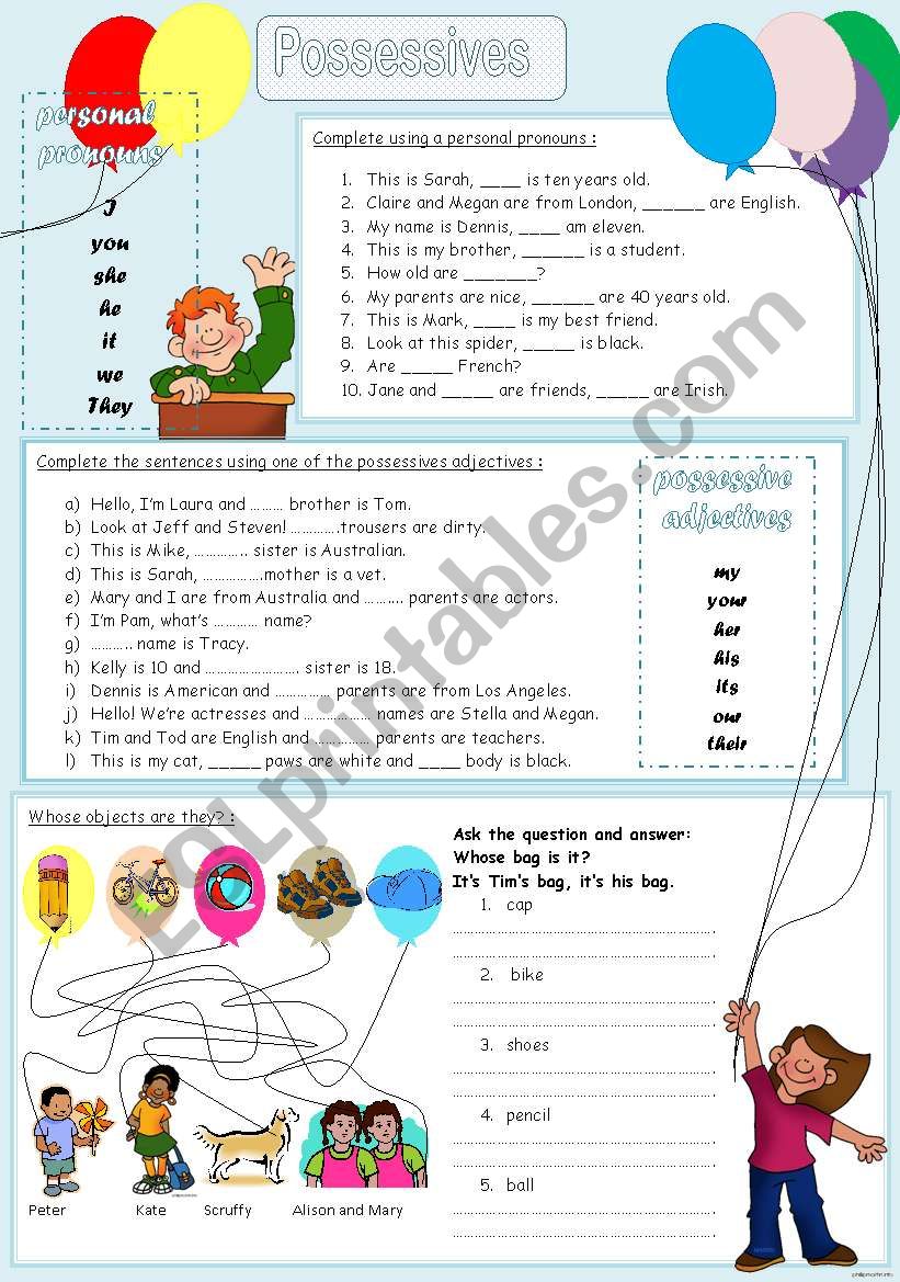 possessives worksheet