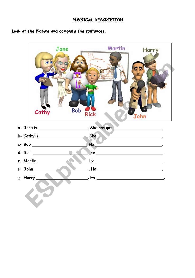 Physical description worksheet