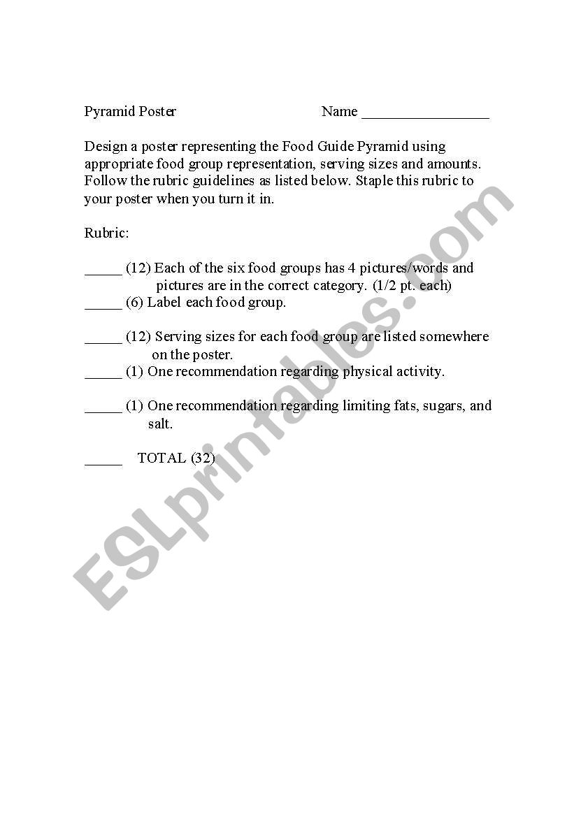 Food Pyramid Poster worksheet