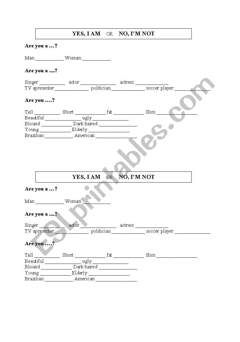 10 To Be Questions game  worksheet