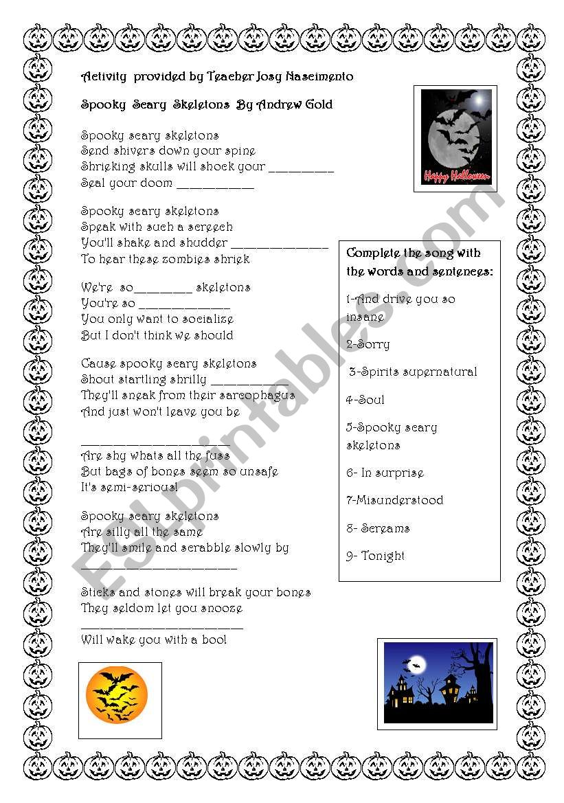 Halloween Song worksheet