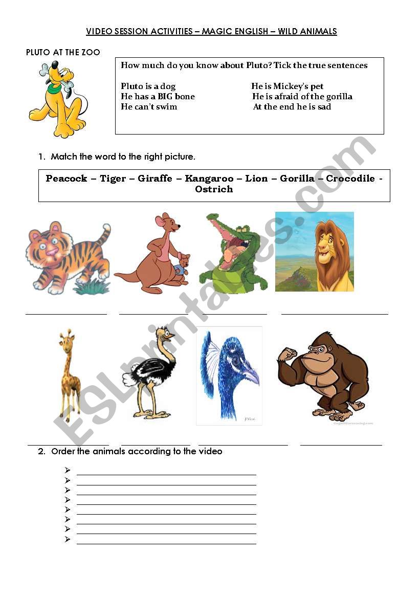disney´s magic english wild animals 1 - ESL worksheet by gabray2002