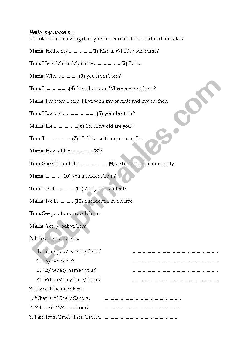 Revision worksheet