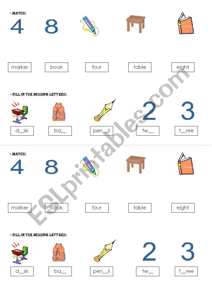 numbers worksheet