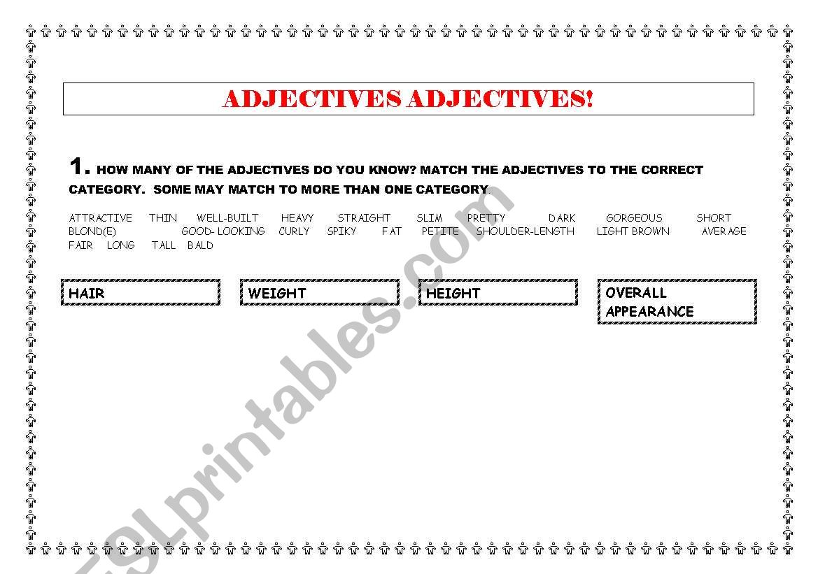 ADJECTIVES CATEGORY worksheet