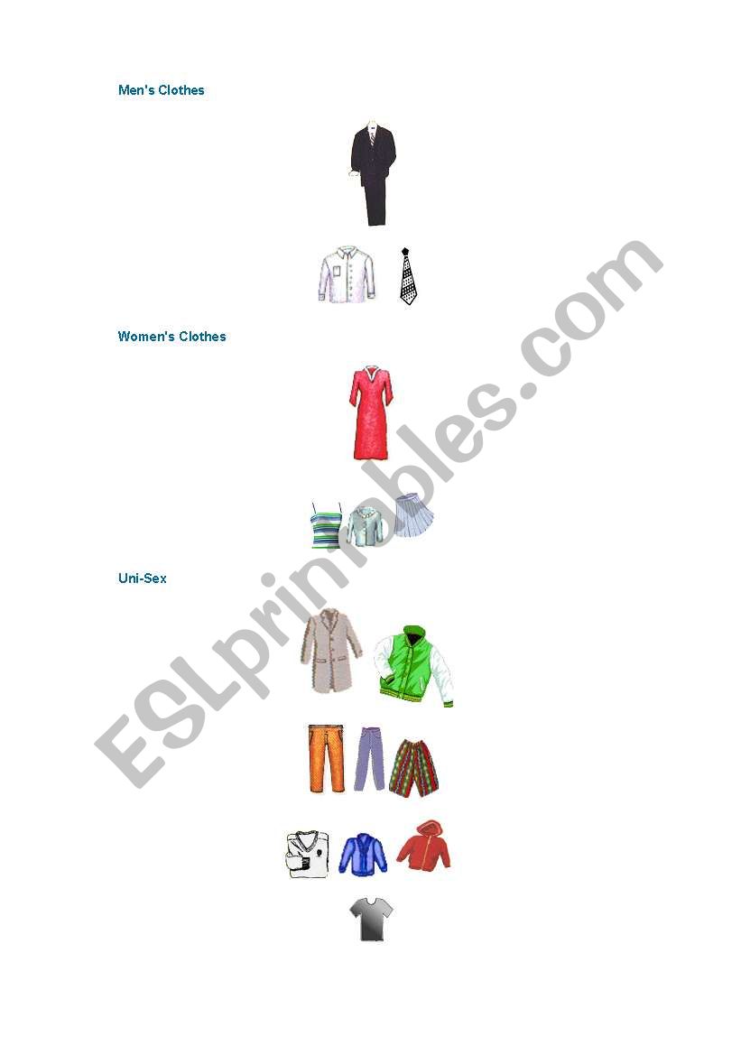 Clothes worksheet