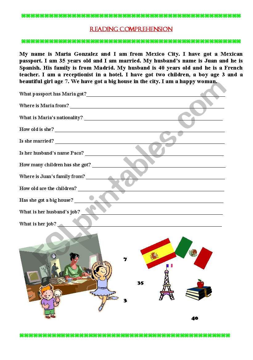 Reading Comprehension worksheet