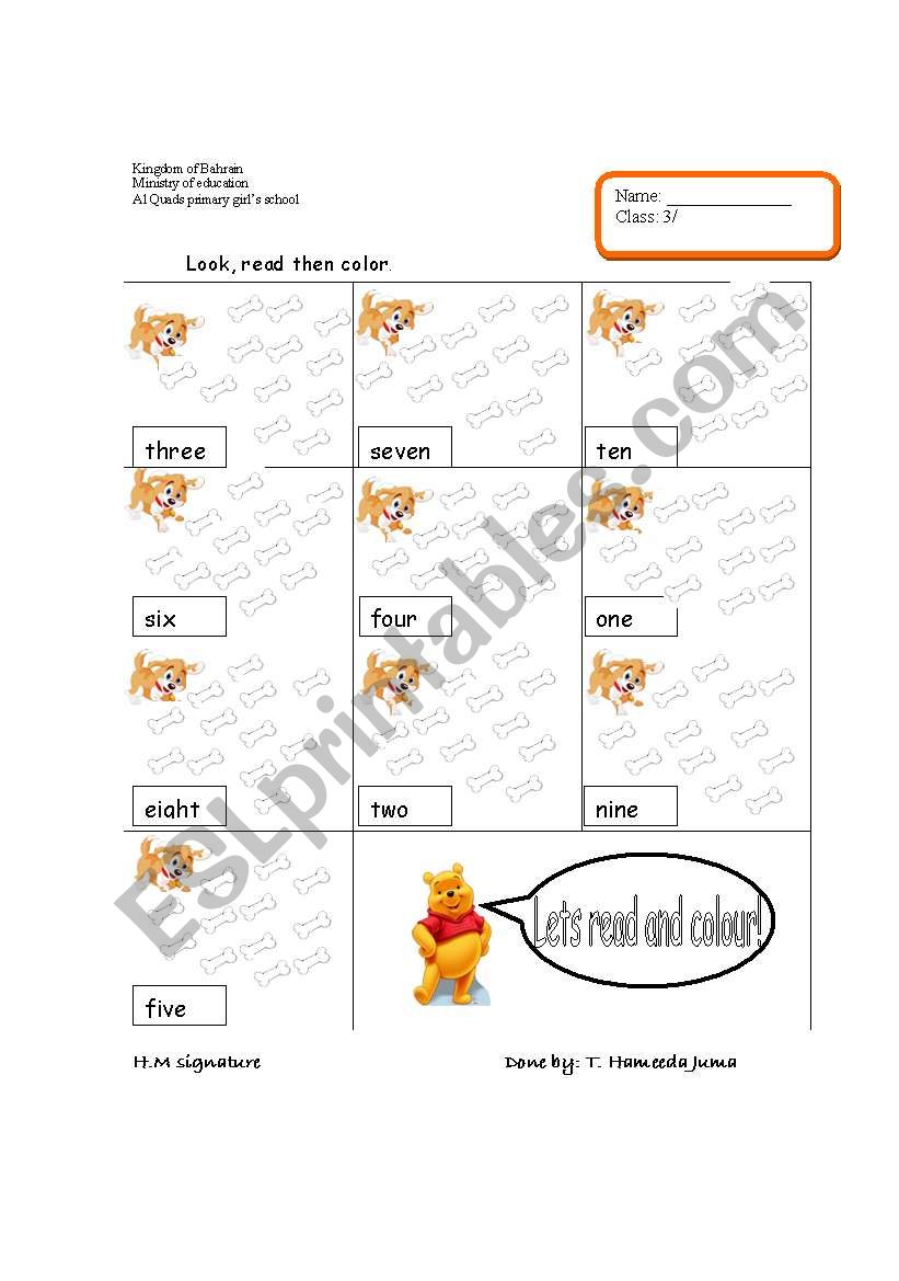 learn numbers worksheet