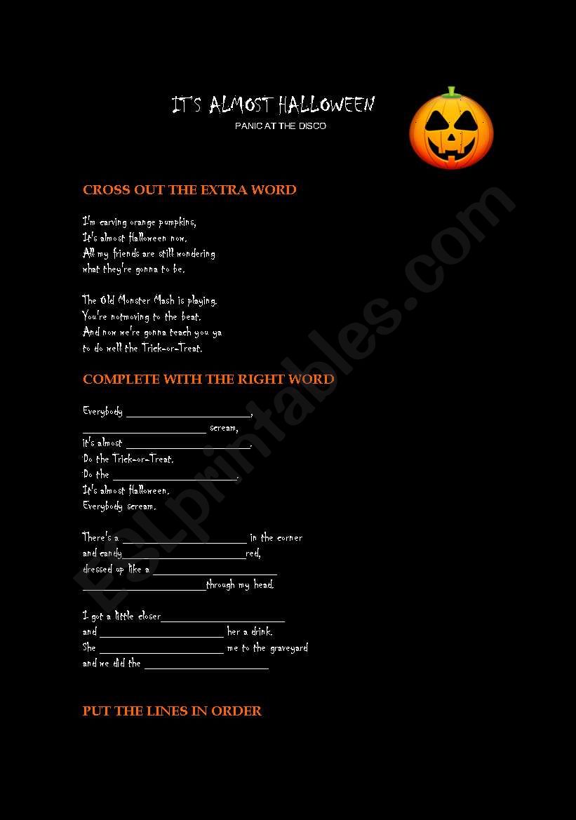 Its Almost Halloween worksheet