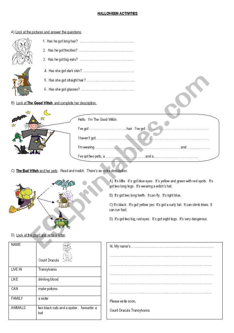 halloween activities worksheet